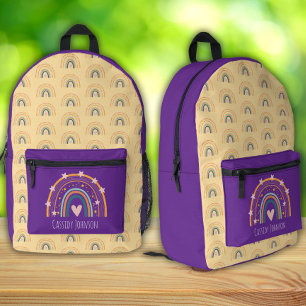 Lila und pastellgelber Regenbogen für Kinder Bedruckter Rucksack