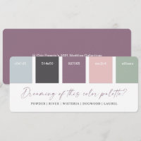 Lila und Pastellrosa Hochzeitsfarben-Palette Karte