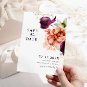 Lila und Peach Blume Save the Date Karte
