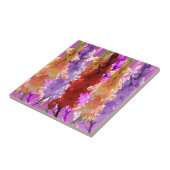 Lila und peach Hollyhocks, Fliese (Seite)