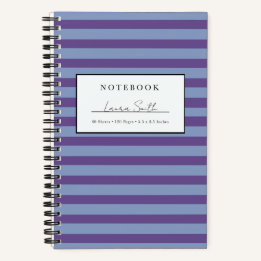 Lila und Periwinkle-gestreiftes personalisiertes N Notizblock