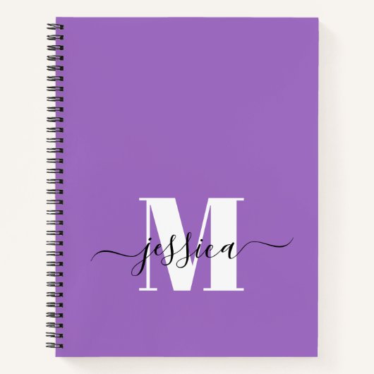 Lila und Personalisiertes Monogram-Notebook Notizblock (Vorderseite)