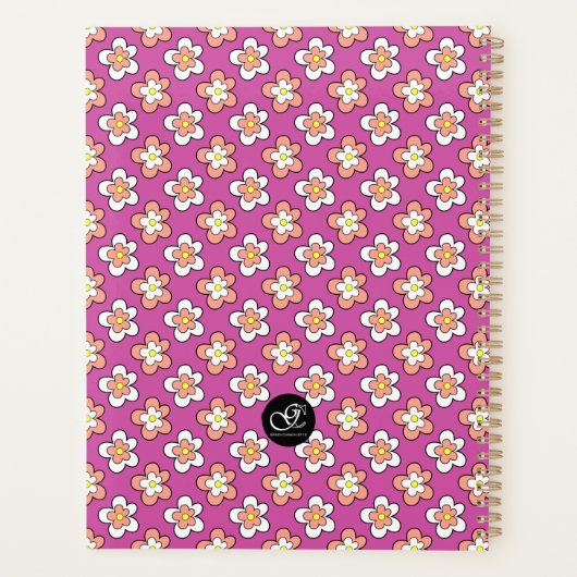 Lila und Pfirsichblüte Personalisiert anpassbar Planer (Rückseite)