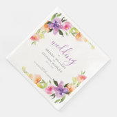 Lila und pfirsichfarbener Rahmen Serviette (Ecke)