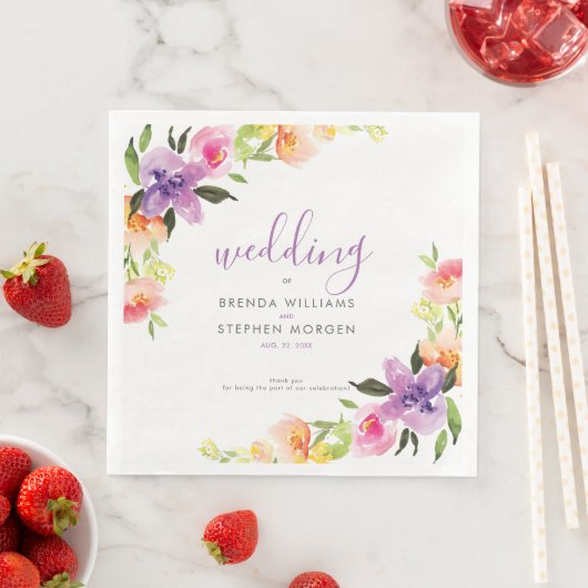 Lila und pfirsichfarbener Rahmen Serviette (Beispiel)