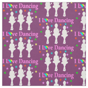 LILA UND PINK I LIEBE TANZEN BALLETT FABRIC STOFF
