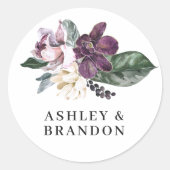 Lila und Plum Boho botanisch mit Namen Runder Aufkleber (Vorderseite)
