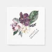 Lila und Plum Boho botanisch mit Namen Serviette (Vorderseite)