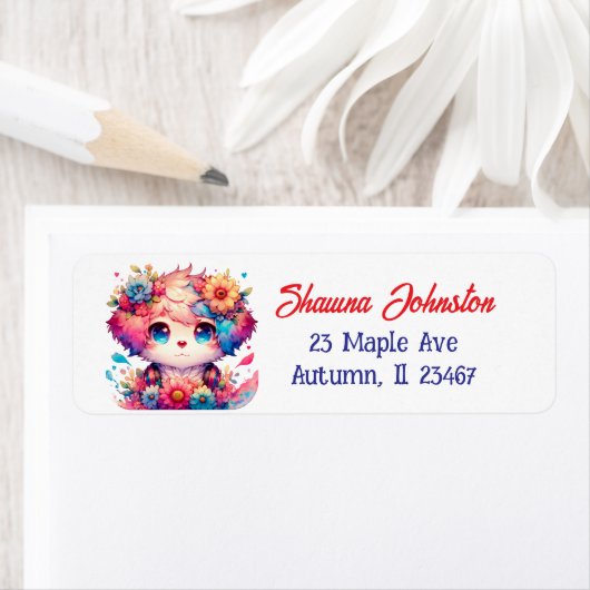 Lila und Red Anime Puppy Hund und Blume (Insitu)