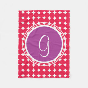 Lila und Red Polka Dot Monogramm Fleecedecke