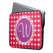Lila und Red Polka Dot Monogramm Laptopschutzhülle (Vorderseite Links)