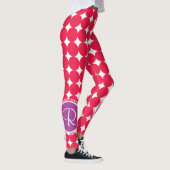 Lila und Red Polka Dot Monogramm Leggings (Rechts)