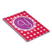 Lila und Red Polka Dot Monogramm Notizblock (Rechte Seite)
