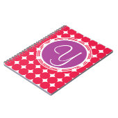 Lila und Red Polka Dot Monogramm Notizblock (Linke Seite)