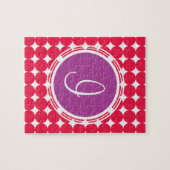 Lila und Red Polka Dot Monogramm Puzzle (Horizontal)