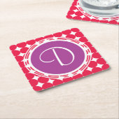 Lila und Red Polka Dot Monogramm Rechteckiger Pappuntersetzer (angewinkelt)