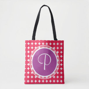 Lila und Red Polka Dot Monogramm Tasche