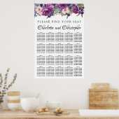 Lila und rosa 20-Tisch-Hochzeitstabelle Poster (Küche)