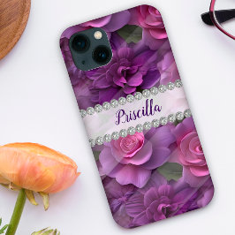 Lila und rosa 3D-Rose, speziell für Diamanten Case-Mate iPhone Hülle