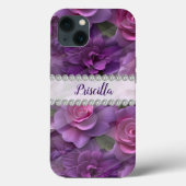 Lila und rosa 3D-Rose, speziell für Diamanten Case-Mate iPhone Hülle (Rückseite)