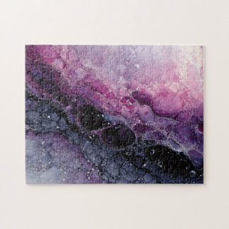 Lila und rosa Abstrakte Fluid Art Puzzle