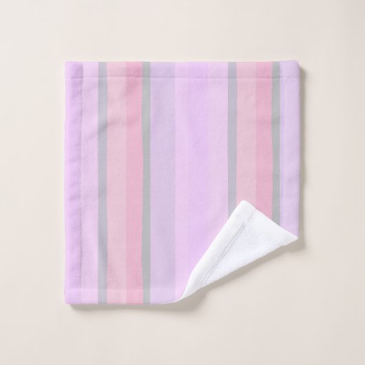 Lila und rosa Abstrakte Streifen Badhandtuch Set (Waschlappen)