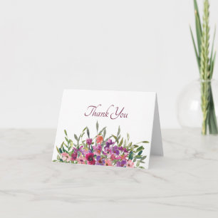 Lila und rosa Aquarell-Blument Dankeskarten Dankeskarte