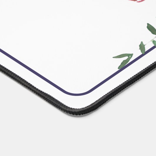 Lila und rosa Aquarellblumen personalisiert Schreibtischunterlage (Ecke)