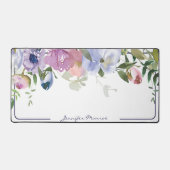 Lila und rosa Aquarellblumen personalisiert Schreibtischunterlage (Vorderseite)