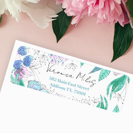 Lila und rosa Aquarellblüten Rücksendeadresse