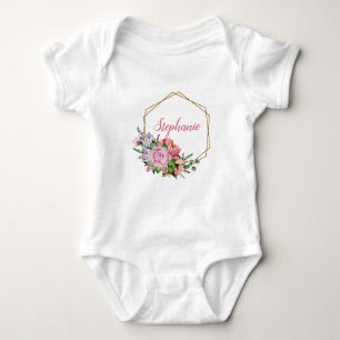 Lila und rosa Aquarellfarben - Personalisiert Baby Strampler