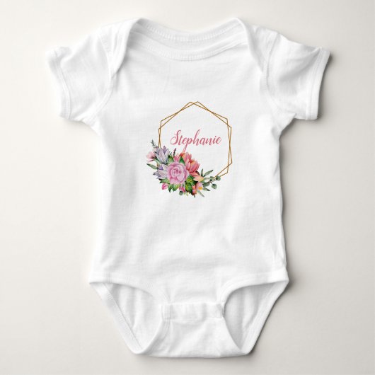 Lila und rosa Aquarellfarben - Personalisiert Baby Strampler (Vorderseite)
