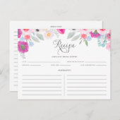 Lila und rosa Aquarellfarbenkarte Rezept Karte (Vorne/Hinten)