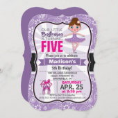 Lila und rosa Ballerina Geburtstagsparty Einladung (Vorne/Hinten)