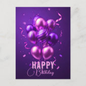 Lila und rosa Ballon Geburtstagsfeier Postkarte (Vorderseite)