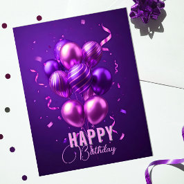 Lila und rosa Ballon Geburtstagsfeier Postkarte