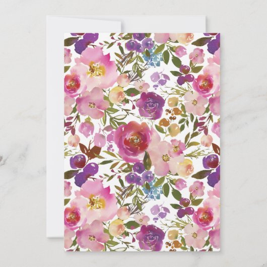 Lila und rosa Bläserdusche Einladung (Rückseite)