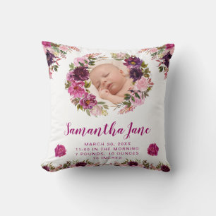 Lila und Rosa Blume Baby Foto Kissen