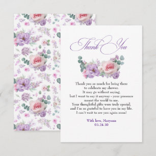 Lila und rosa Blume Botanischer Dank Dankeskarte