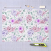Lila und rosa Blume Botanisches Muster Seidenpapier (Handwerk)
