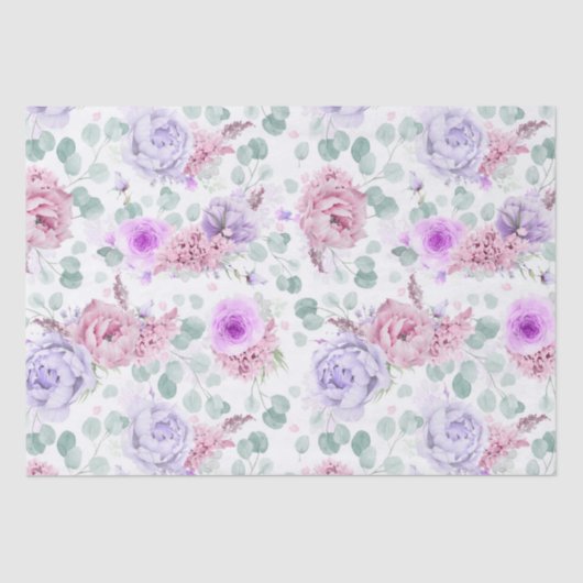 Lila und rosa Blume Botanisches Muster Seidenpapier (Vorderseite)