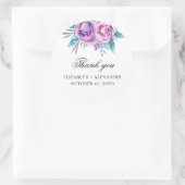 Lila und rosa Blume danke. Blumenhochzeit Runder Aufkleber (Tasche)