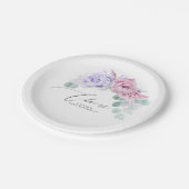 Lila und rosa Blume Elegantes botanisches Bad Pappteller (Schrägansicht)