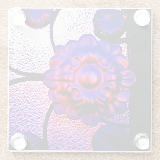 Lila und rosa Blume Glasuntersetzer (Rückseite)