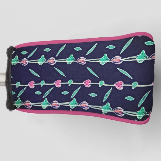 Lila und rosa Blume Golf Headcover (Vorderseite)