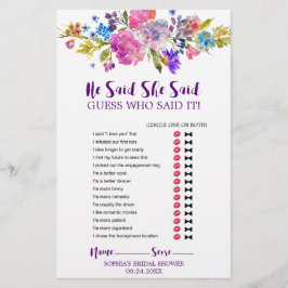 Lila und rosa Blume "He Said She" Spiel