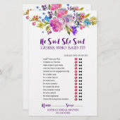 Lila und rosa Blume "He Said She" Spiel (Vorne/Hinten)