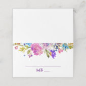 Lila und rosa Blume Hochzeit Platzkarte (Außenseite Aufgefaltet)