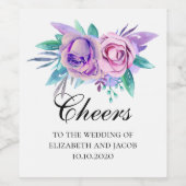 Lila und rosa Blume. Hochzeit von Blumenjubeln Weinetikett (Einzelnes Label)