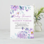 Lila und rosa Blume Kindereinladung Einladung (Stehend Vorderseite)